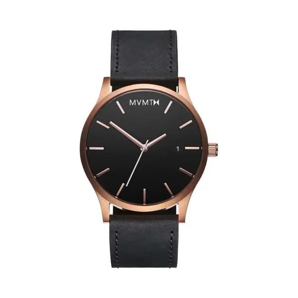 Mvmth Classical Leather Watch In Black